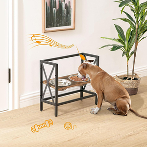 JH-Mech supporto per ciotola per cani robusto e stabile regolare ciotola rialzata per cani in legno marrone e metallo nero regolabile affascinante Vintage - Product Image 4