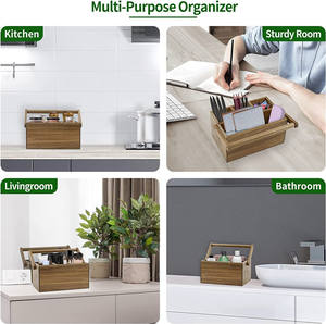 Organizzatore per Accessori da Cucina, Portaposate Multifunzione da Tavolo, Contenitore per Utensili <span class=keywords><strong>in</strong></span> <span class=keywords><strong>Legno</strong></span> con Manico - Product Image 6