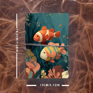 Cuaderno A6 de estilo vintage con colgante de corbata Hecho a mano 160 páginas Regalo ideal <span class=keywords><strong>para</strong></span> clientes corporativos con <span class=keywords><strong>peces</strong></span> Corales Plantas marinas - Product Image 4