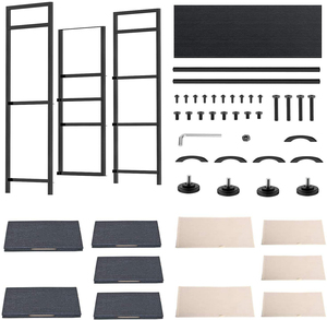 Cómoda multifuncional de 5 cajones con tiradores de madera, organizador de armario de hierro y cajones de tela - Product Image 6