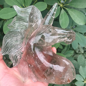 Statuettes de tête de licorne en cristal, pierres précieuses naturelles 1 pièce, artisanat sculpté à la main, quartz naturel - Product Image 2
