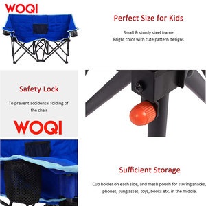 Chaise de camping pliable double Woqi, tissu Oxford bleu, cadre en aluminium, pour extérieur, jardin, plage, pique-nique - Product Image 5