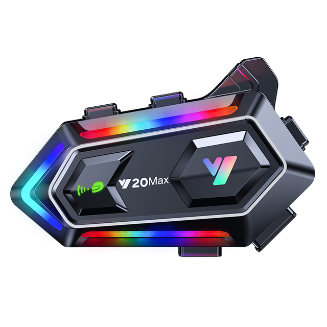Motorcycle Helmet BT Headset RGB Light Wireless Intercom IPX-6 Waterproof Handsfree Call AI Voice Assistant Compatible