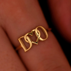 Personal isierte Paar Initial Ring mit Herz benutzer definierte Zwei-Buchstaben-Ring Versprechen Ring Geschenk für Freundin Großhandel handgemachten Schmuck - Product Image 6