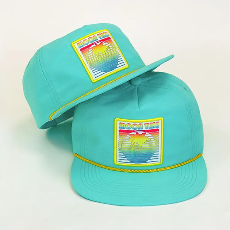 Custom Five Panel Waterproof Nylon Running Cap ,Unstructured 5 Panel Custom Rope Snapback Hat