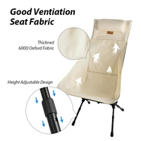 Chaise de plage pliable KingGear moderne, portable, en aluminium ultraléger, avec dossier haut, réglable en hauteur, compacte, pour l'extérieur