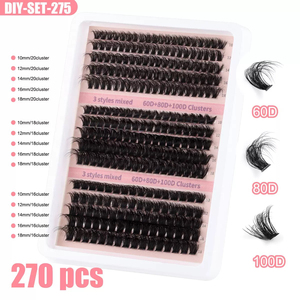 Kit per Extension Ciglia Fai-da-Te 8mm-16mm Curva C D, Vendita all'Ingrosso, Etichetta Privata, Ciglia a Ciuffi 30D con Colla e Sigillante - Product Image 3