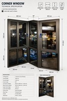 Ventana Abatible de Esquina de Aleación de Aluminio con Vidrio Transparente y Marco Negro Moderno para Casa, Villa o Apartamento