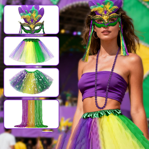 Masque de carnaval paon en plastique demi-visage avec jupe et couvre-visage et yeux pour <span class=keywords><strong>mascarade</strong></span> et spectacles sur scène DIY 40cm - Product Image 3