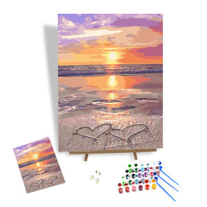 Nouvelle peinture par numéros paysage bricolage Art 3d impression peinture par numéros décor <span class=keywords><strong>à</strong></span> la maison cadeaux décoration Arts artisanat <span class=keywords><strong>coeur</strong></span> forme bord de mer - Product Image 1