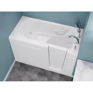 Modern White Acrylic 30-in <strong>X</strong> 60-in Walk-In Whirlpool Air <strong>Bath</strong> Combination Rectangular Tub Including Faucet Hand Shower Drain - Product Image 1