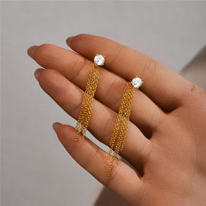 CANNER Pendientes Largos de Plata 925 con Borlas y Cadena, Chapados en Oro de 18K, para Mujer y Niña, Ideales para Fiestas - Product Image 4