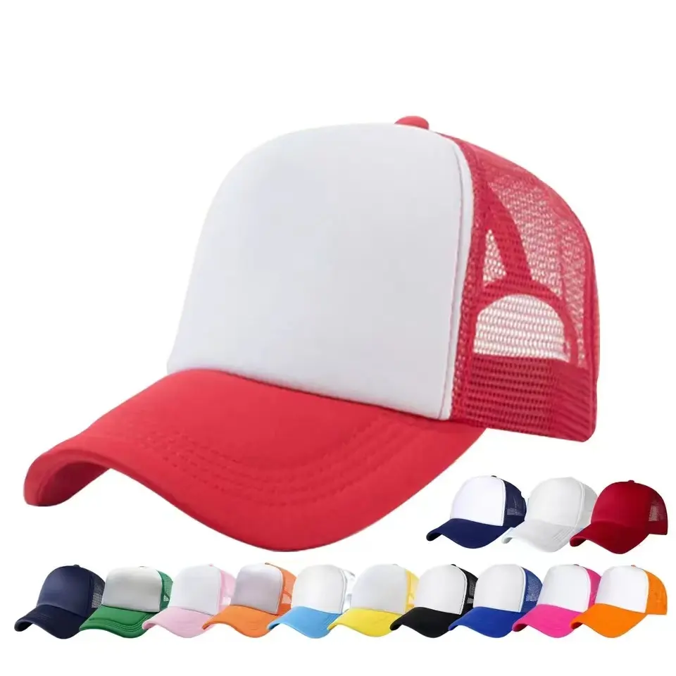 थोक हिप हॉप कपास मेष ट्रक टोपी खाली कैक्वेट बेसबॉल लोगो प्रिंट 5 पैनल कढ़ाई स्पोर्ट्स कैप