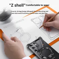 Z Luxury Metal Frameless Wallet Phone Case pour Samsung S25Ultra Half-Pack Rotating Bracket avec Magnetic Suction Elegant Case
