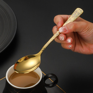 Golden Tree Texture Handle Stainless Steel Knife Fork Spoon Set Dishwasher Safe Western Steak Cutlery Party <b>Dinnerware</b> - Product Image 4