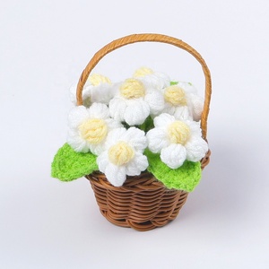 Cesta de Flores de Ganchillo Multicolor, Adorno de Lana Tejida para Plantas, Decoración del Hogar, San Valentín, Año Nuevo - Product Image 6