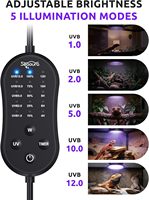Seaoura SR-013 Lampe LED UVB 5-en-1 pour reptiles avec minuterie intégrée, niveaux d'intensité UVB 1.0/2.0/5.0/10.0/12.0 pour tortues