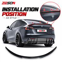 Tesla Model Y 2021-2024 Ön Makyajlı Bagaj Kapağı Kanadı için AD Style Gerçek Karbon Fiber Tavan Spoyleri