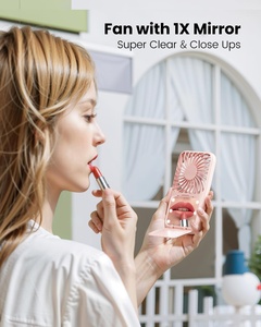 Wholesale Digital Display Power Bank 2500mAh USB Rechargeable Portable Wearable <b>Fan</b> Makeup Mirror Foldable <b>Handheld</b> Mini <b>Fan</b> - Product Image 2