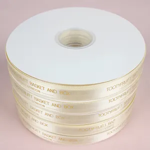 Satin Ribbon Printed Wholesale Ribbon Customized Printed Logo Ribbon Satin Tape Colors Grosgrain Satin Ribbon For Gift Packaging