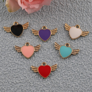 Angel Heart Wing Charms Zinc Alloy Colorful DIY Jewelry Accessories Pendant For <b>Bracelet</b> Necklace Making - Product Image 1