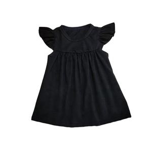 Robes unies à volants en gros pour enfants, robes de créateur en coton pour bébés, modèles de robes une pièce, robes d'été à volants - Product Image 6