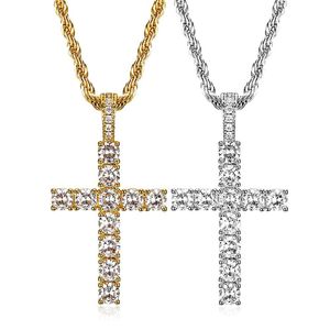 <b>Cross</b> Pendant Necklace Copper Alloy 3A Zircon Pave Setting Unisex Hip Hop Jewelry Gift - Product Image 5