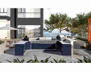 مجموعة مطبخ خارجي معياري مقاوم للعوامل الجوية من دوريين لعام 2025 مع فرن بيتزا من الفولاذ المقاوم للصدأ وموقد غاز LPG دوار أوتوماتيكي - Product Image 3