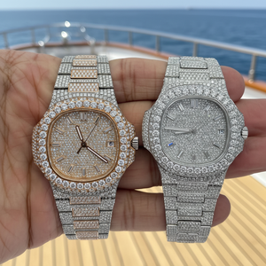 Montre mécanique automatique de luxe sertie de diamants, cristal saphir, bracelet en acier inoxydable, style hip-hop, design ETA - Product Image 1