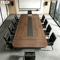 Table de conférence rectangulaire en bois de luxe moderne sur mesure JIUSHUN pour salle de réunion de bureau