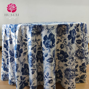 P023 - 120 "màu xanh hải quân tùy chỉnh Polyester hoa Khăn trải bàn Châu phi in <span class=keywords><strong>logo</strong></span> cho sự kiện vòng hình chữ nhật - Product Image 4