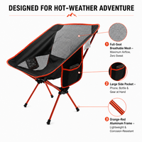 Lot de 2 chaises de camping Sportneer à cadre en aluminium léger - Pliables et compactes pour une utilisation en extérieur (randonnée, voyage) - Poche latérale - Orange