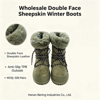 Bottes de neige pour femmes en peau de mouton double face, cuir, pour l'extérieur, hiver