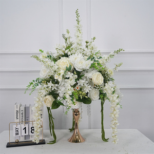 Customize Realistic Handmade Silk Rose White Green Flower Ball Centerpiece for Wedding Table Decoration Factory Wholesale - Product Image 1