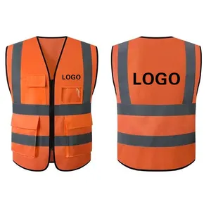 Outdoor Custom Men Engineers Construction High Visibility Reflective Yellow Work Security Safety Vest With Logo Custom Men