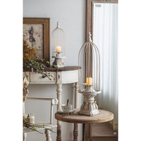 Bougeoir en forme de cage à oiseaux de style nordique, blanc, créatif, en fil de fer, pour table, décoration de fenêtre, support de bougie