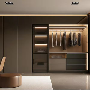 Clóset Moderno Premium Personalizado, Vestidor Independiente de Lujo con Separación de Vidrio, Iluminación LED, para Dormitorio, Apartamento, Villa, Hogar - Product Image 1