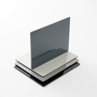 Panneau composite en aluminium gris foncé brillant avec revêtement FEVE 1220x2440mm pour panneaux de façade architecturale