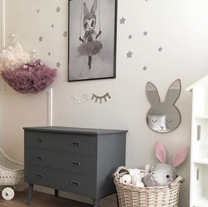 Espejo decorativo de dibujos animados para niños, espejo acrílico con marco de madera de conejo para baño y habitación de bebé, decoraciones artísticas creativas para pared del hogar - Product Image 5