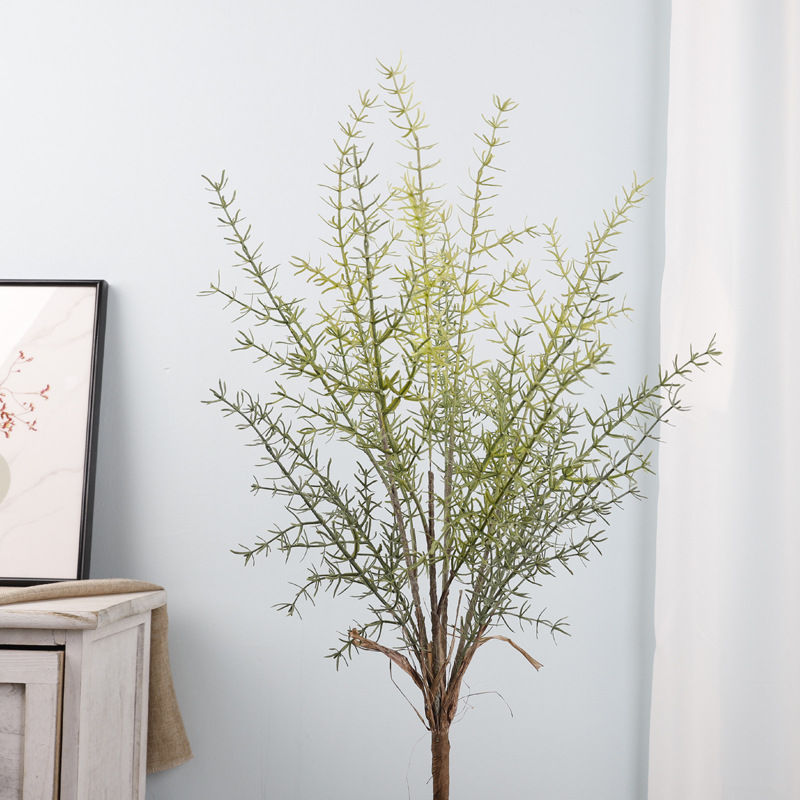 Grande plante aquatique roulée à la main, verte et blanche, H64cm