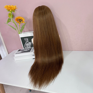 Peluca de Cabello Humano Remy Virgen Ruso Natural de 26 Pulgadas, Talla Pequeña, con Encaje HD Completo, Sin Pegamento, Color Marrón, Doble Trama, Peluca Frontal de Encaje - Product Image 3