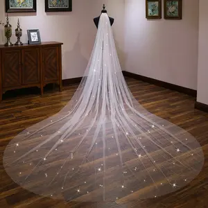 Nuovissimo velo plissettato brillante avorio bianco da sposa veli da sposa 2 strati