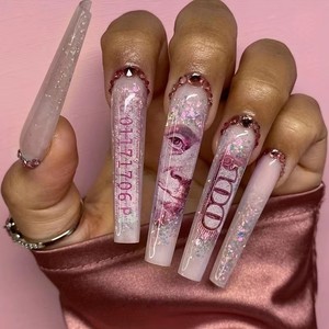 TSZS Ongles à presser de luxe entièrement ornés de strass motif léopard, 24 pièces, très longs, carrés, <span class=keywords><strong>faux</strong></span> ongles à pointe française à coller - Product Image 6