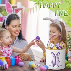 ตะกร้าของขวัญลายสก็อตสำหรับเทศกาลอีสเตอร์ ตกแต่งด้วยกระต่ายอีสเตอร์ ถุงผ้าลายตารางสำหรับเทศกาลอีสเตอร์ - Product Image 5