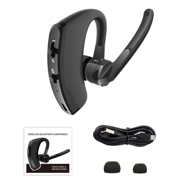 V8 BT Wireless Headphone New True Stereo Rotation Business Headset with LED Battery Indicator Mic Handsfree and Earhook