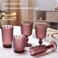 Verres à vin en verre épais de haute qualité, colorés, gaufrés, style vintage, série bonbons, vente en gros d'usine, pour la maison et l'hôtellerie