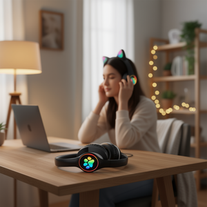 Casque sans fil Bluetooth 5.0 Myrva Cat Footprint Over Ear avec contrôle tactile et son Bass Boost pour le gaming RGB - Product Image 2