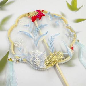 Abanico bordado de doble cara semitransparente, estilo tradicional chino, abanico redondo Hanfu para mujer, abanico duradero de verano para niños - Product Image 4