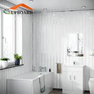 Panel langit-langit palsu PVC plastik desain Interior kamar mandi tahan air untuk dekorasi dinding
