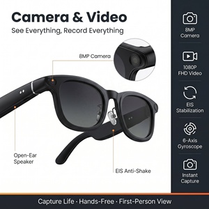 Hot X01 Ultra Smart AI Glasses 8MP HD Camera Video <b>Recording</b> Voice Call Music WCharging Case Intelligent AI Translation Glasses - Product Image 3